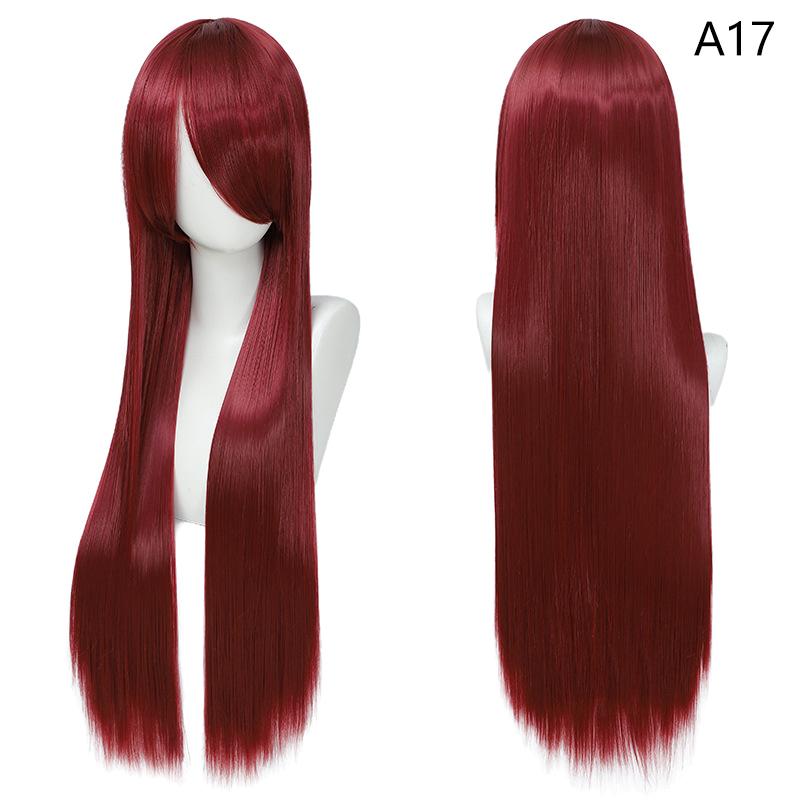 

80Cm Long Straight Cosplay Wig With Bangs Anime Synthesis Wig Multicolour Party Heat Resistant Styling Decoration Accessories