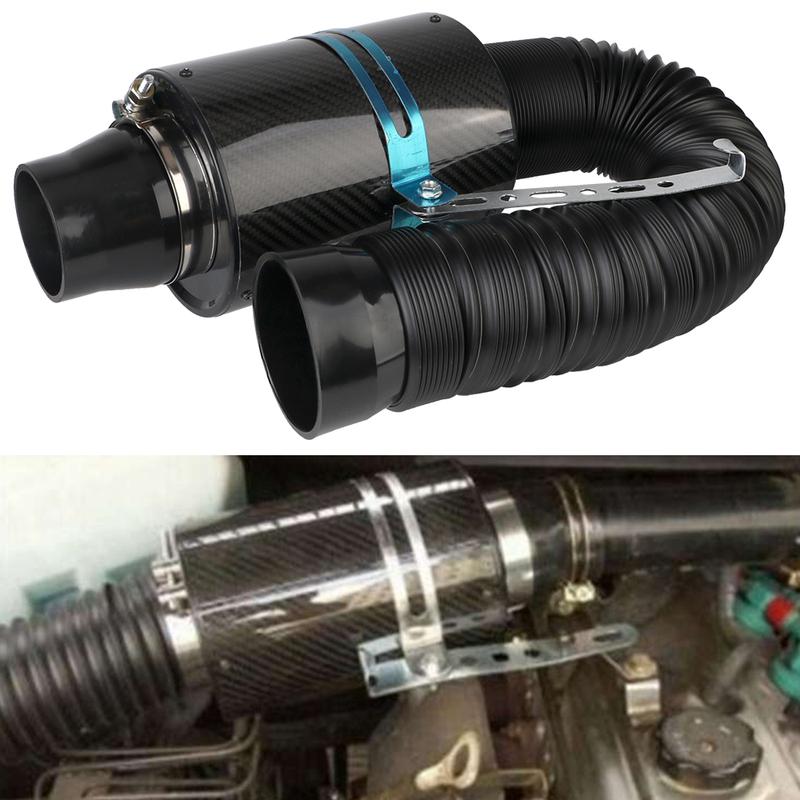 1 Set Pipe Hose Kit Feed Enclosed Intake Induction Universal Fiber Intake Filter Box Car Carbon Fibre Cold Air Filter