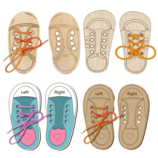 לוח תרגול קשירת שרוכים נעליים מעץ שטוח נעלי סניקרס צעצוע חינוכי לגיל הרך לקשירת שרוכים לילדים התפתחות מוקדמת השחלת שרוכים בנעליים