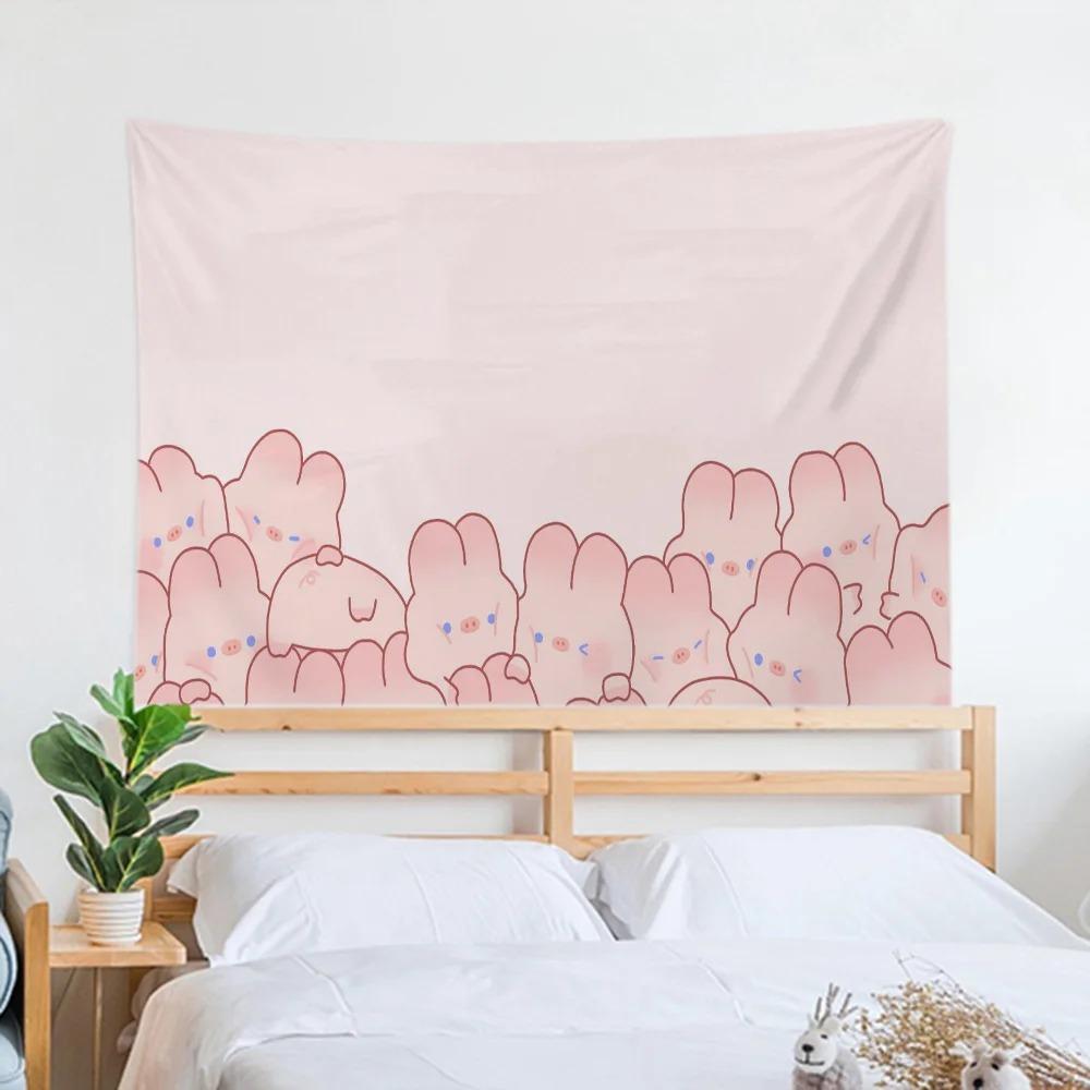 Cute Rabbit Tapestry Office Living Room Decoration Home Wall Tapestry