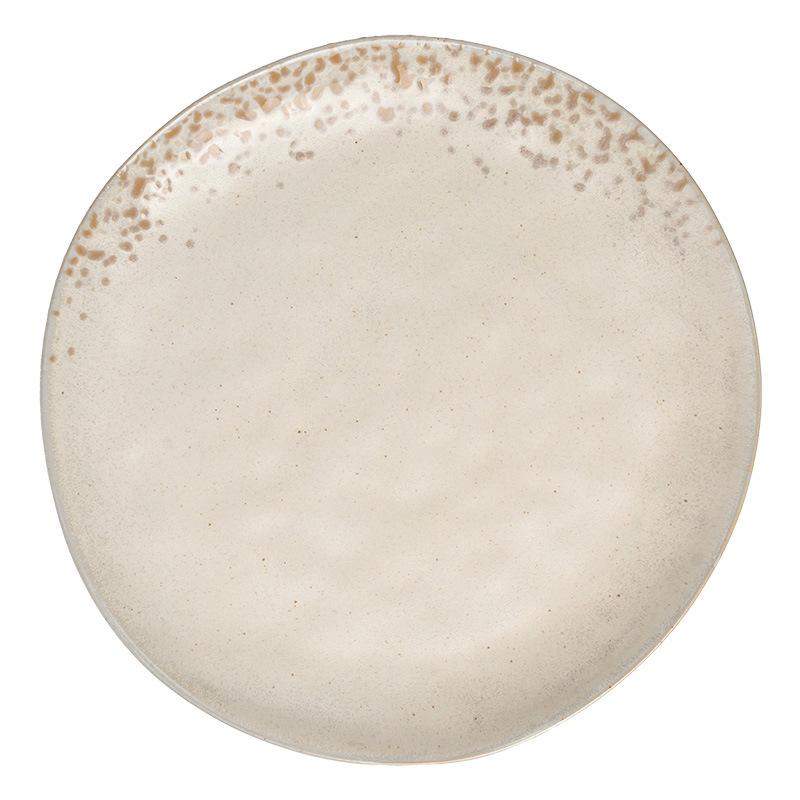 Retro Texture Ceramic Plate, Western Food Steak Plate, Japanese Household Round Plate, Tableware, Vegetable Plate, Pasta Plate