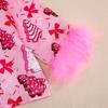 Girls Christmas Bow Print Pajama Set Long Sleeve Pants Soft Homewear Kids 3-8 Years