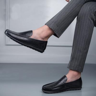 Hollow Cool Leather Shoes Men's Summer Breathable Non-slip Leather Dress Middle-aged Business Casual British Height-increasing Men's Shoes