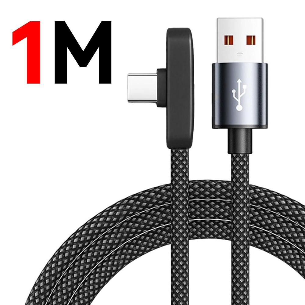 3-1PCS 100W 6A Right-angle USB To Type-C Fast Charging Data Cable Braided Cord for IPhone Samsung Xiaomi Phone Laptop 1/1.5/2m
