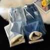 Winter Thiened Jeans Weitbeinjeans Herren Gerade Elastische Taille Cord High Street Vintage Jugendliche Freizeitjeans