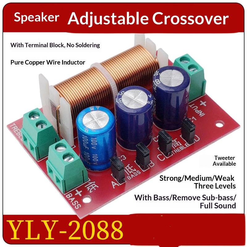 2 Way Audio Frequency Crossover Divider Professional Low Distortion for DIY Studio Monitor Sound Modification