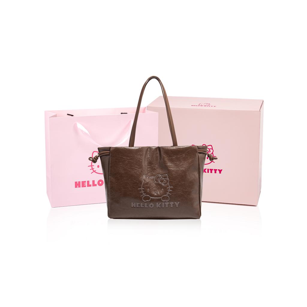 Ny Sanrio Hello Kitty PU Tote Bag, Shoppingveske, Skulderveske Dame Khaki/Svart/Mørk Kaffe SHHF41448