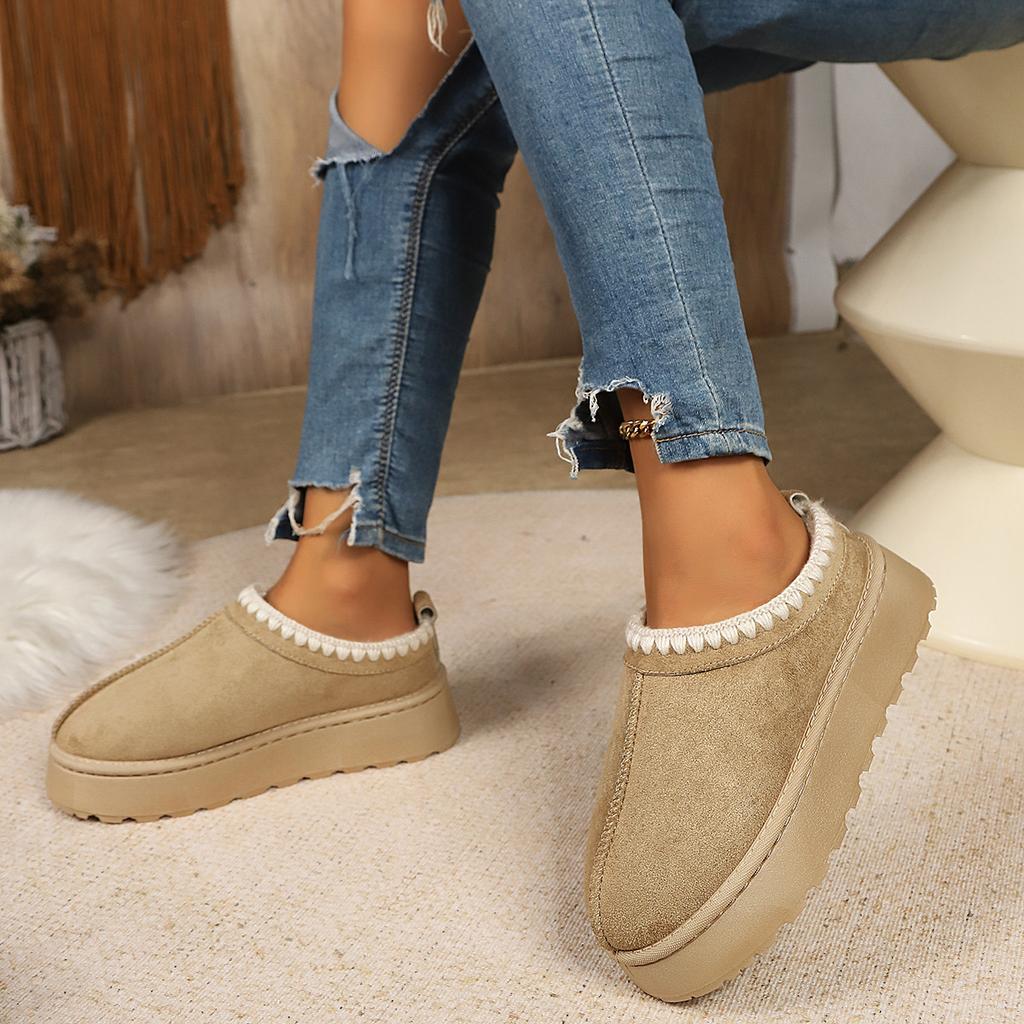 Thick-Soled Snow Boots Women'S Winter Cotton Shoes Casual Short Women'S Boots Thickened One-Pedal Thick-Soled Snow Boots