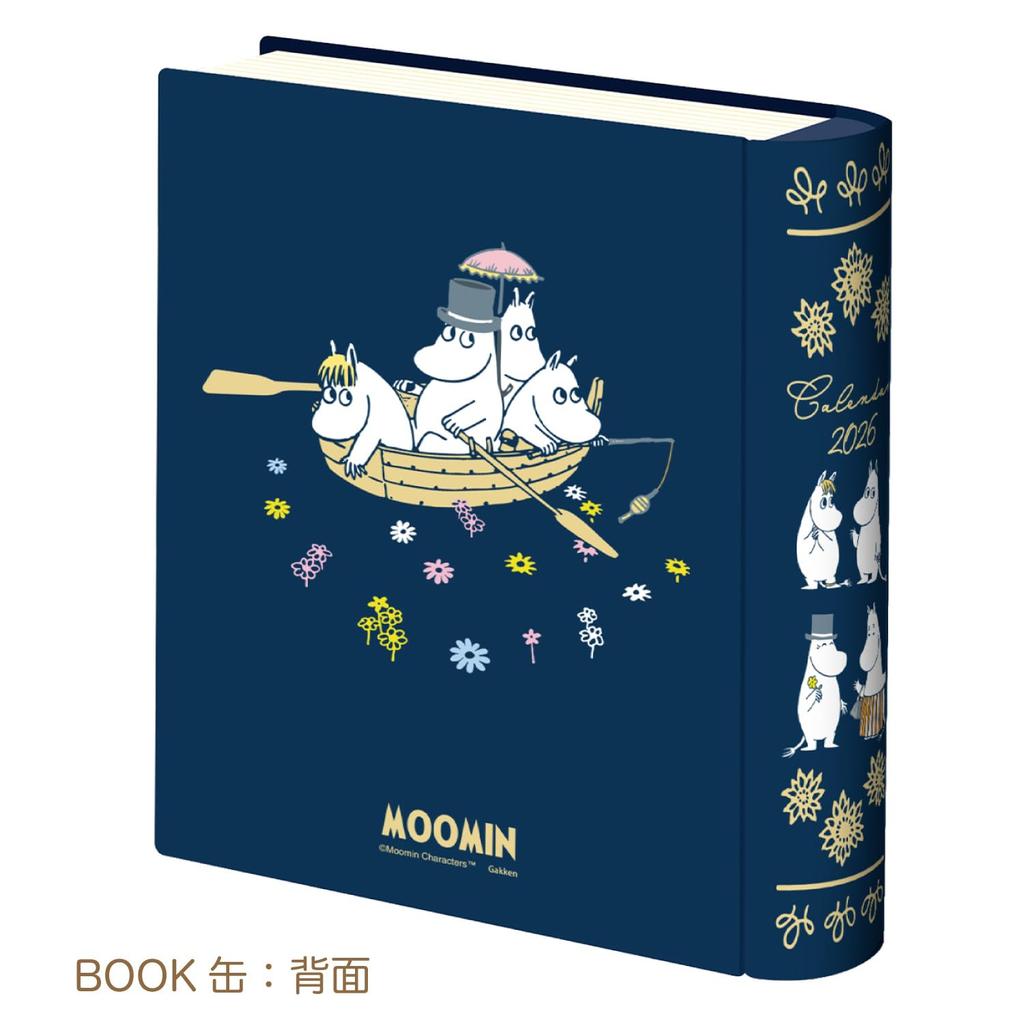 Gakken Stafle 2026 Calendar Moomin Tabletop Book Tin with Stand Family M21001 Starts January 2026