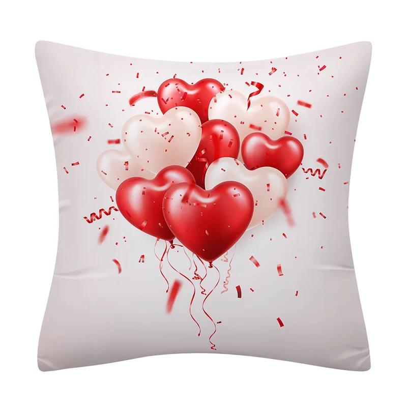 New Pink Red Lover Pillowcase Love Heart Balloon Cushion Cover Modern Nordic Simple White Sofa Bed Throw Pillows Decor Home