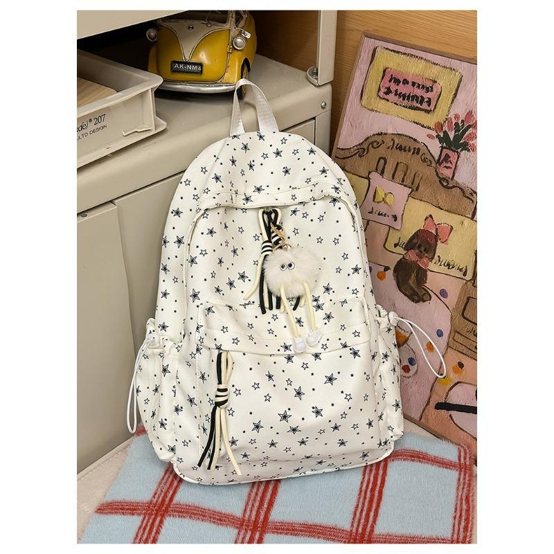 Korean Small Fresh Schoolbag Female College Student Simple Star Backpack Lightweight Large Capacity High School Backpack