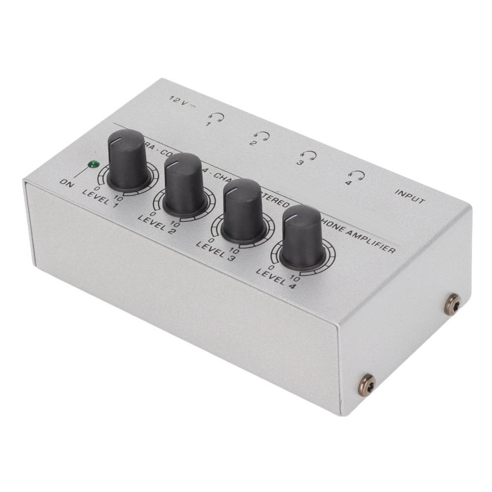 For US Plug 4 Channel Stereo Headphone Amplifier Ultra Compact Mini Earphone Splitter Sound Mixer