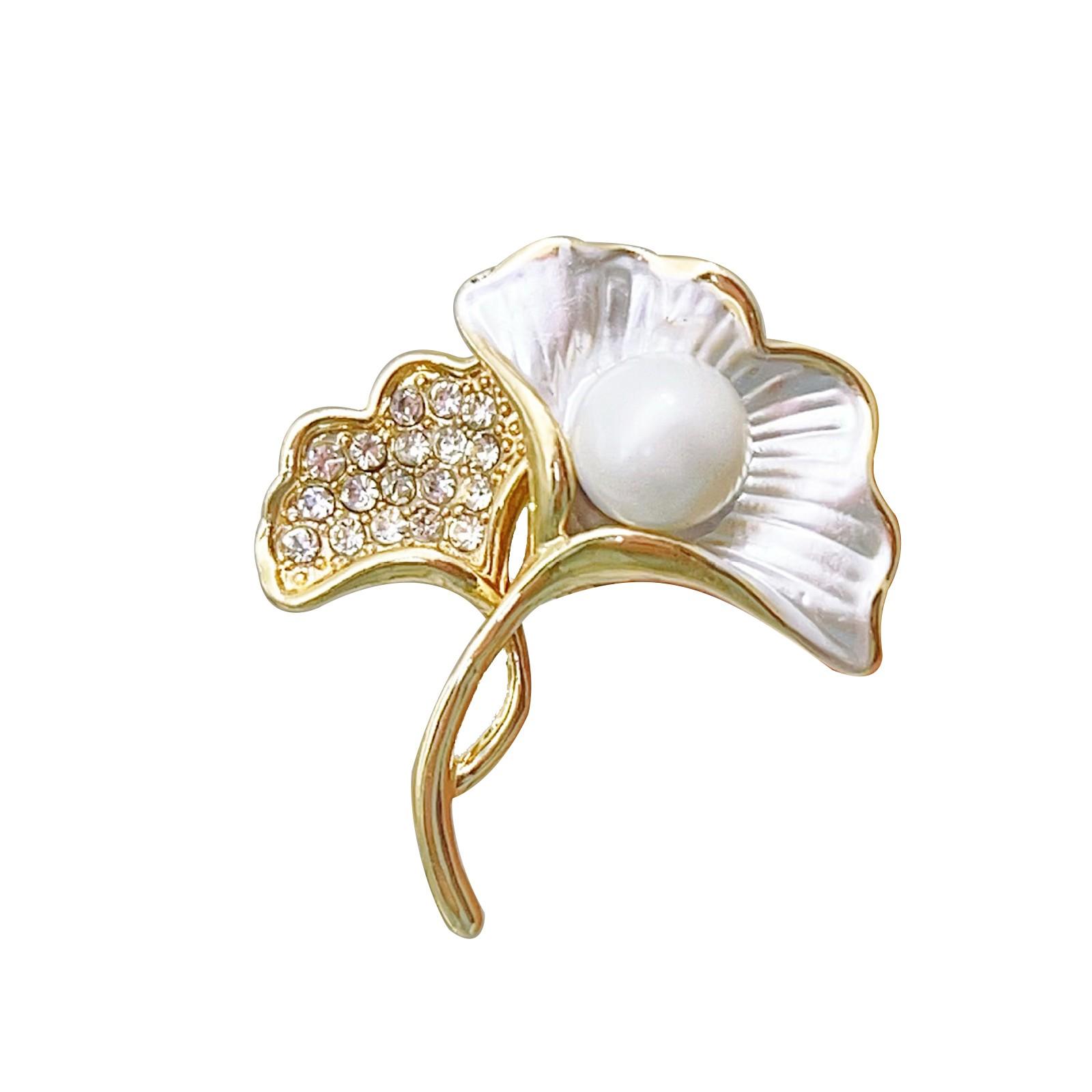 

Листовая жемчужина Брошь High-End NNiche Роскошная женская одежда High-End с пряжкой на талии Корсажная булавка Ювелирные изделия One Size белый