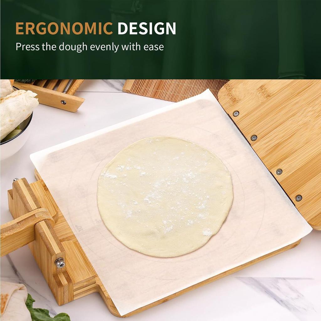 Bamboo Tortilla Press Maker - Dumpling Wrapper Artifact, Wooden DIY Pastry Tool Kitchen Tools