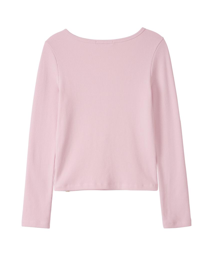 BITTERCELLS Essential Henley Neck Waffle Tee - Pink