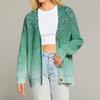 Women's Fashion Long Sleeve Print V-Neck Button Loose Cardigan Top