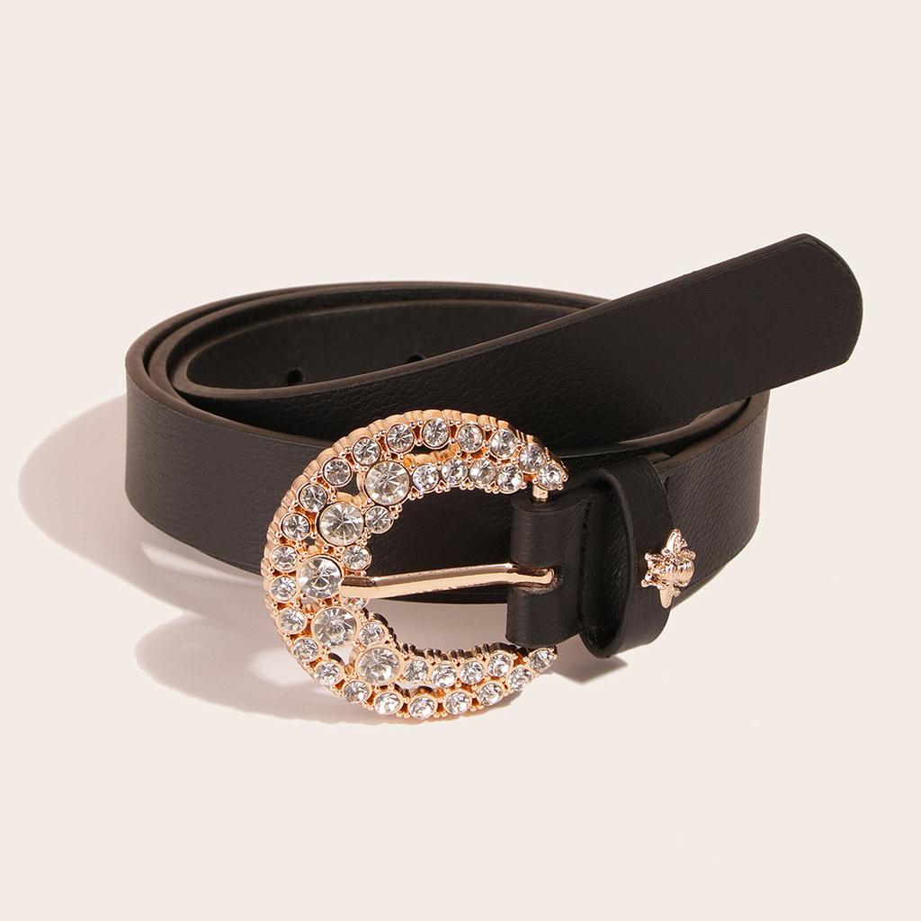 New Bee Diamond Belt for Women Sweet Belt Black Women Belt