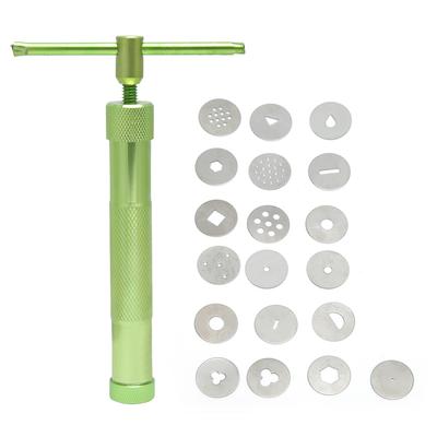 Stal Nierdzewna Zielony Obrotowy Wyciskacz Wytłaczarka do Błota Pistolet DIY Pieczenie Fondant Ciasto Rzeźba Polimer