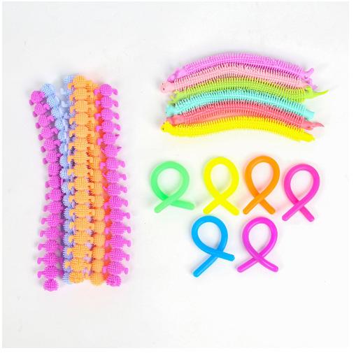 Toys Toys 3-6PCS Multi-Color Funny Unicorn Caterpillar Fidget Elastic Rope TPR Pull String Stress Relief Children's Holiday