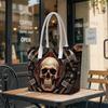Viking Skull Print Tote Bag Gothic Shoulder Bag Streetwear Handbag