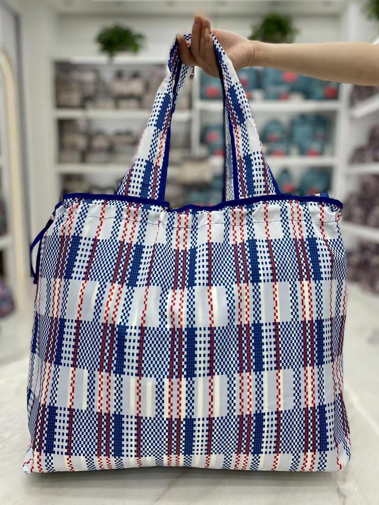 Eco-friendly Lightweight Water-repellent Foldable Shopping Bag with Drawstring Closure and Large Capacity