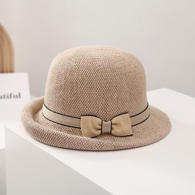 Un Protection Bow Bucket Hat Breathable Elasticity Fishmen Hat Casual Women Outdoor Sun Hats Travel Beach Hats