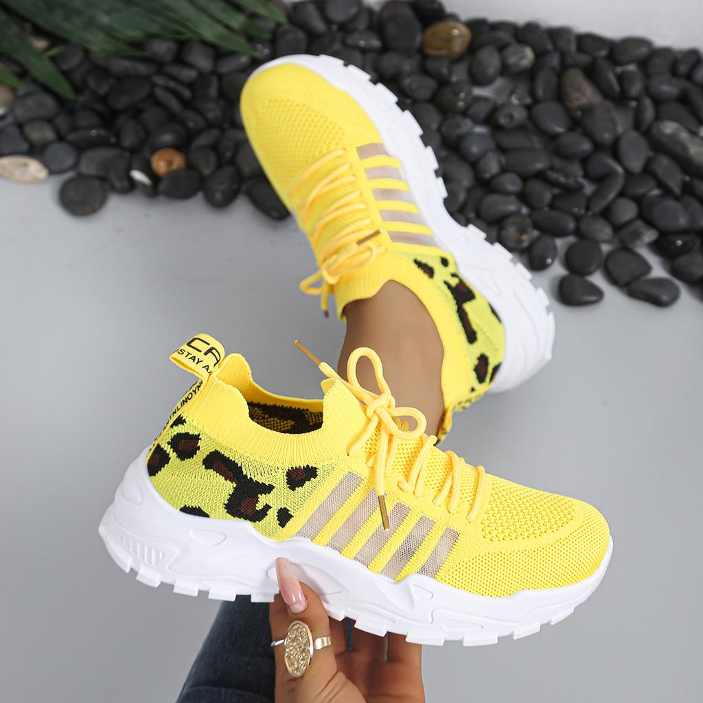Women'S Shoes, Women'S Sports Shoes New Trendy Mesh Breathable Leopard Print Casual Sports Shoes