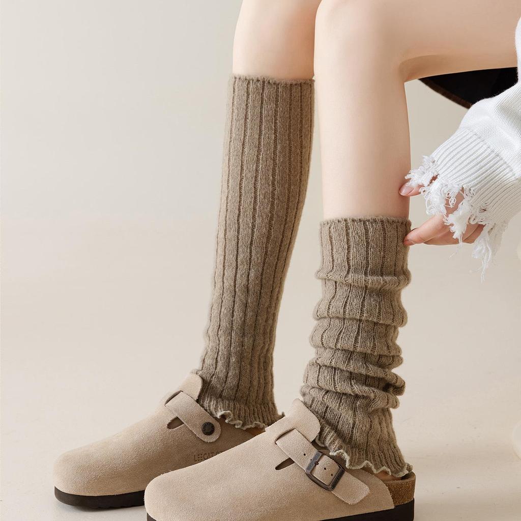 Damen Dunkelgraue Strick-Beinstulpen - Vielseitige Scrunch-Socken für Herbst & Winter