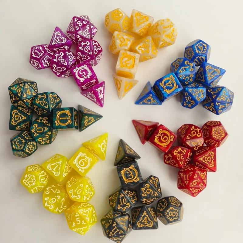 7PCS/Set Polyhedral Dice Multi Colors Dragon Pattern TRPG RPG DND Acrylic Dice For Role Playing Games Entertainment Board Game
