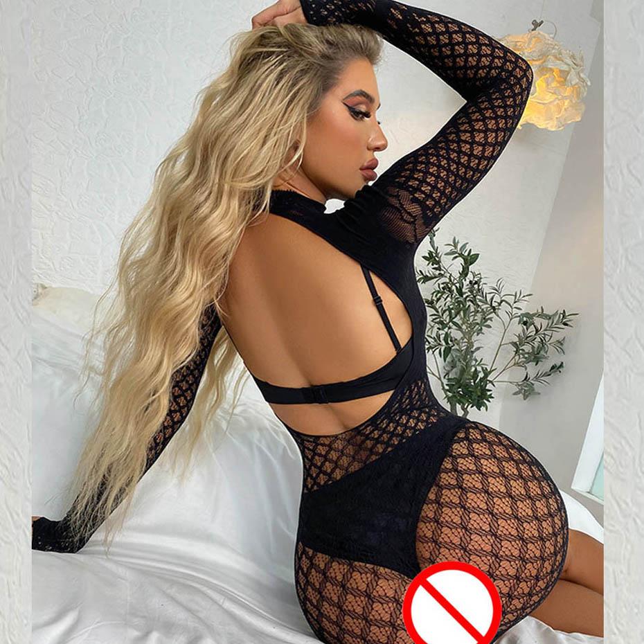 JSY Sexy Christmas Suit Cosplay Lingerie Red Women Underwear Mesh Bodysuit Teddy Nightgown Erotic Costume Sexy Role Play Outfits