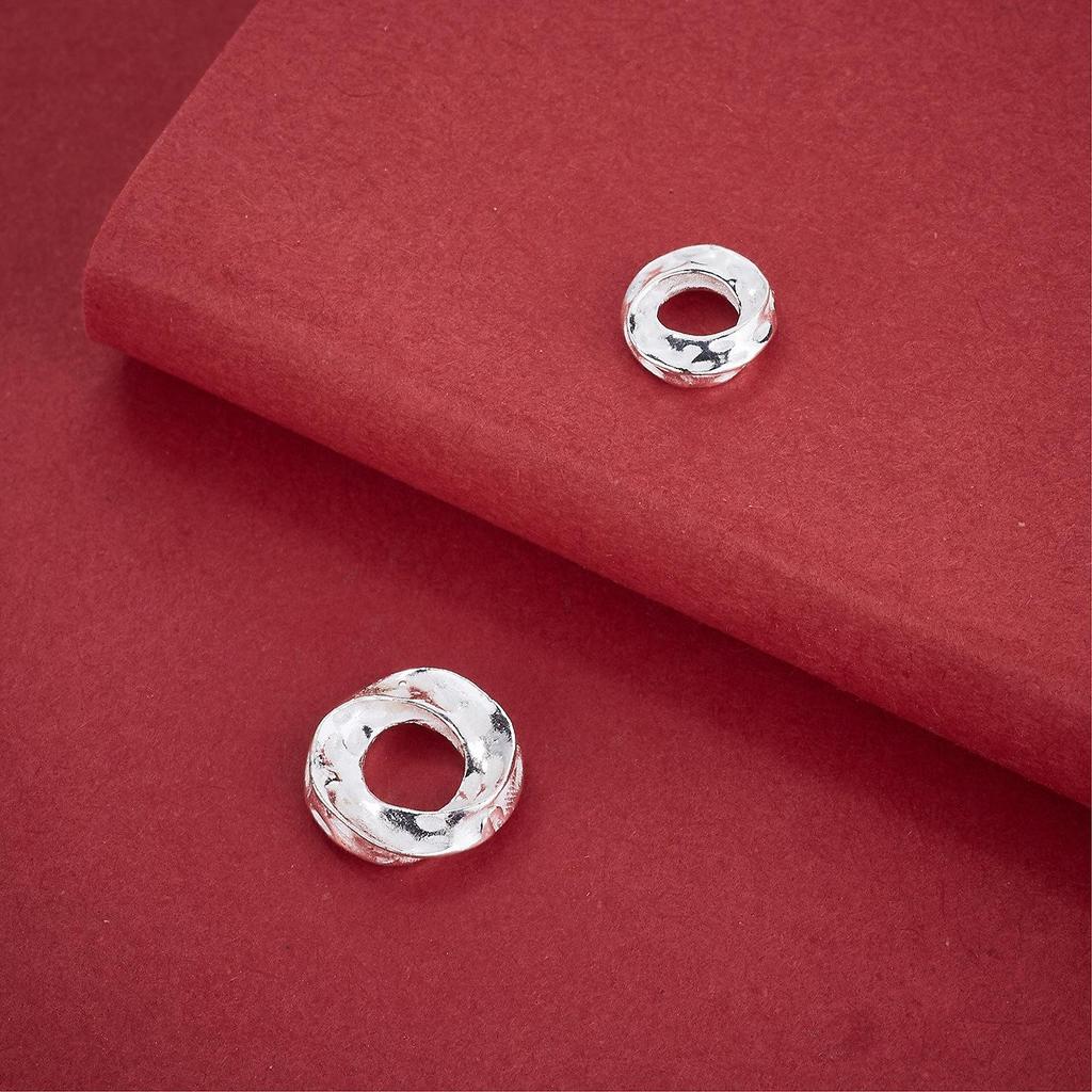 S925 Sterling Silver Hammered Twisted Spacer Ring Beads for DIY Jewelry Crafting.