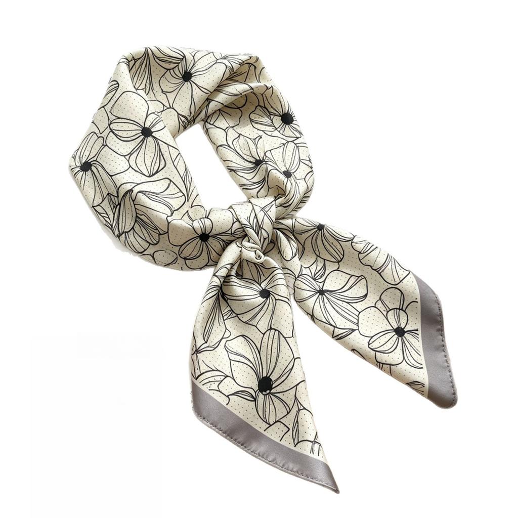 Simple temperament Spring and summer female imitation silk scarf versatile Korean version casual small square scarf neck protection decorative scarf