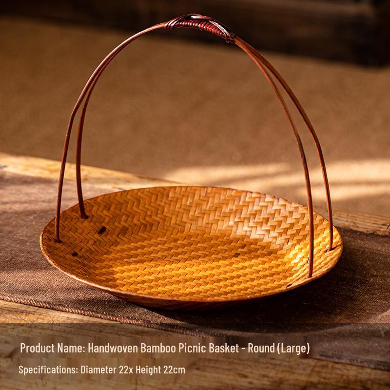 Song Style Bamboo Woven Small Snack Tray: Chinese Tea, Fruit Plate, Wedding Ornament