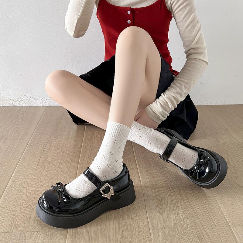 Black retro British style platform jk small leather shoes women's 2025 new summer skirt French Mary Jane single shoes