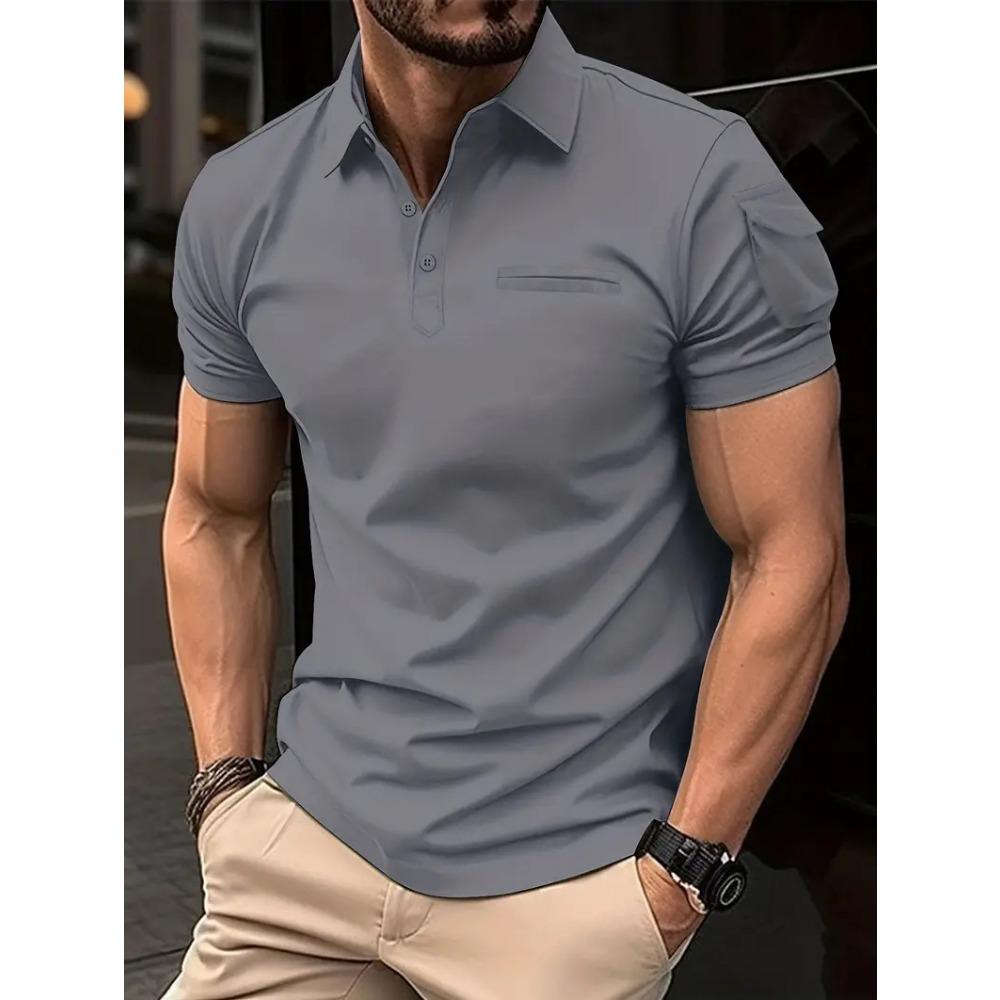 Men's Daily Casual Polo Shirt with Collar Buckle