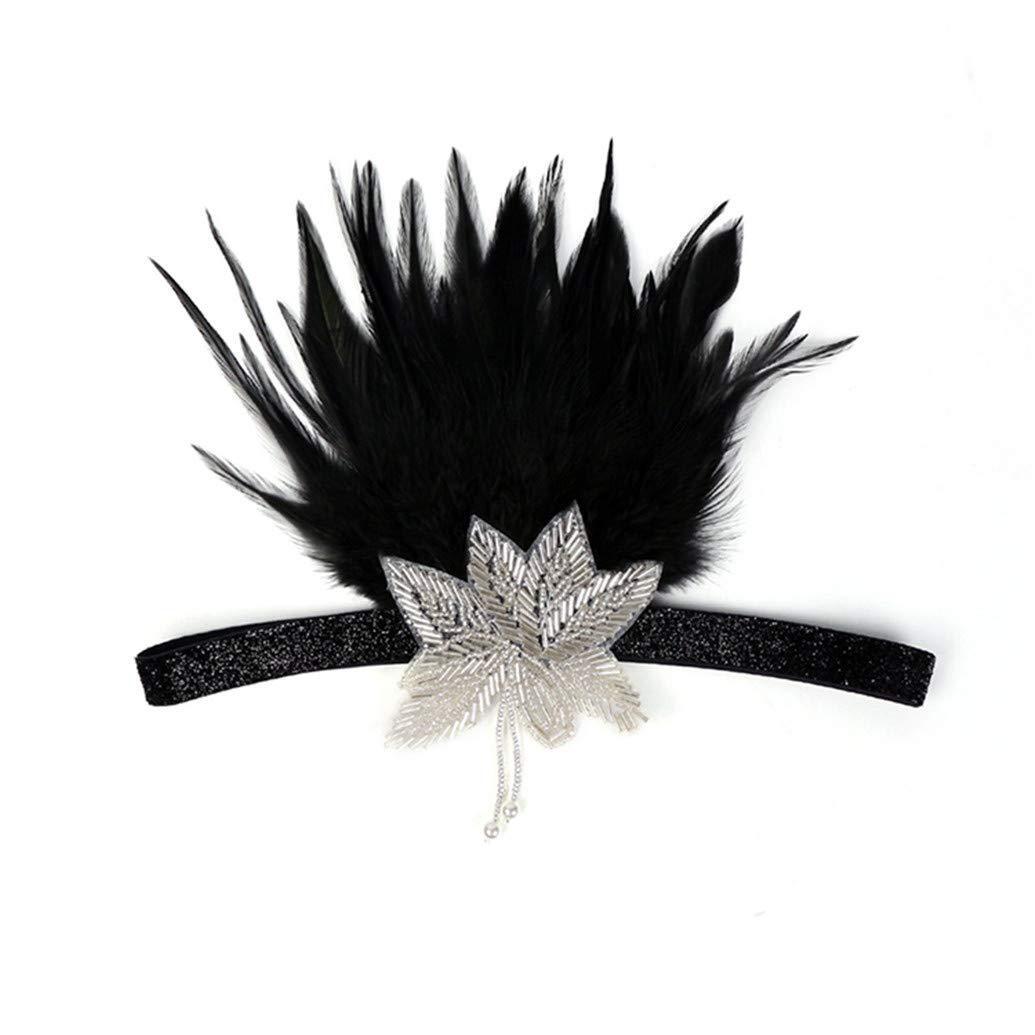 Vintage 1920s Gatsby-Inspired Feather Headband – Retro Style Cocktail Party Accessory