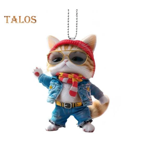 Cat Pendant Car Ornament Hanging Realistic Animal Cat Rearview Mirror Hanging Decor Acrylic Car Charm Party Festival Gift for Car Lovers