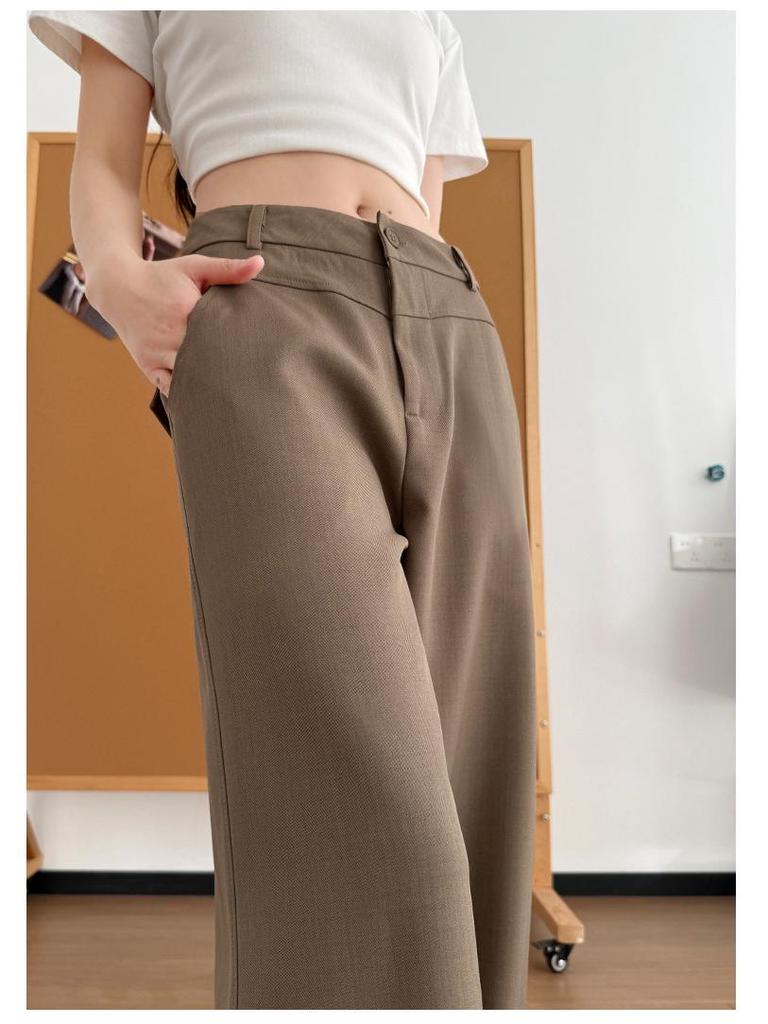 High-End Women's Suit Pants: Slimming, Thin, Narrow Spring/Summer Style, Straight-Leg with Good Drape, Comfy Loose Wide-Leg for Commute.
