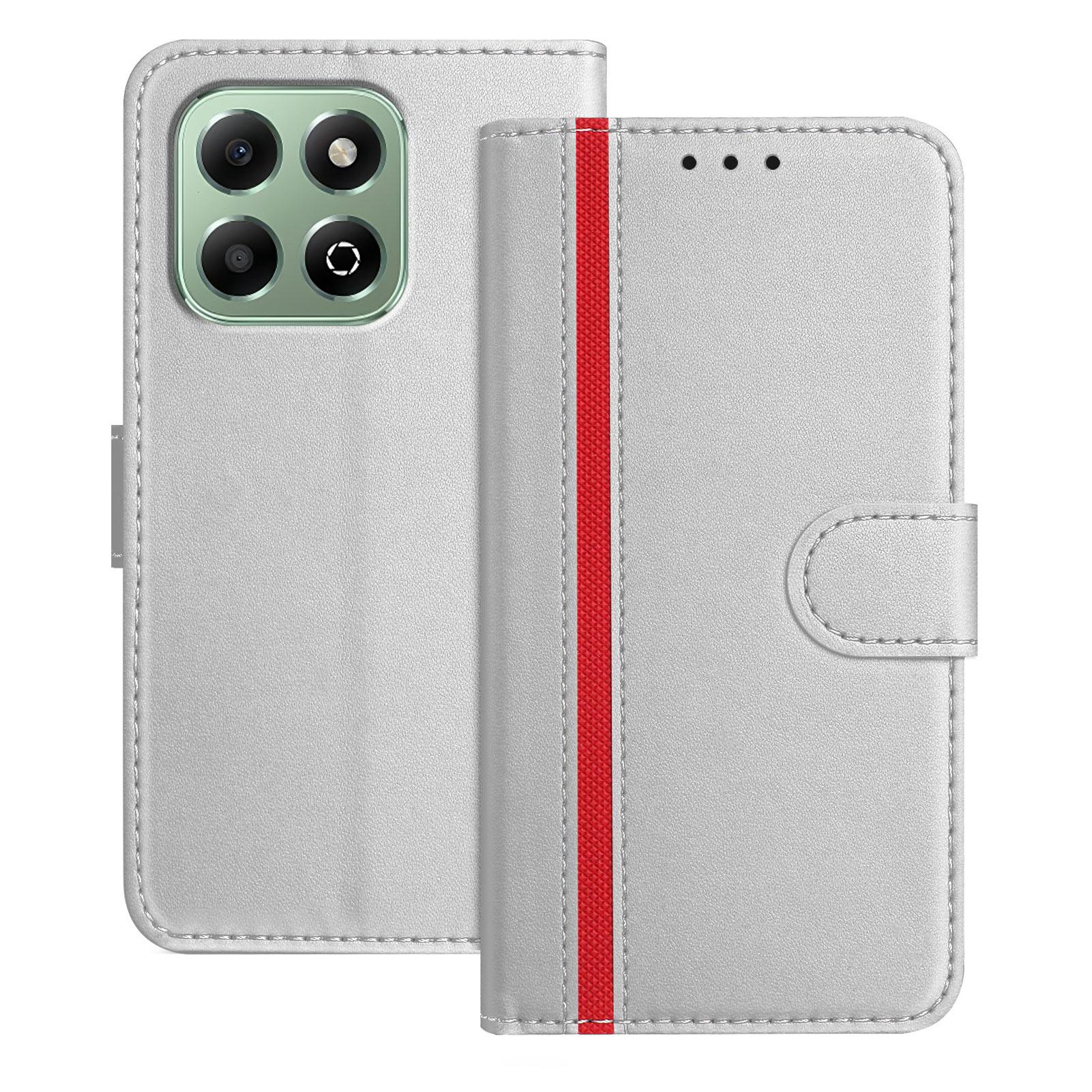 

For Honor X6b 4G Phone Cases Wallet Stand Color Splicing Leather Cover with Magnetic Clasp D