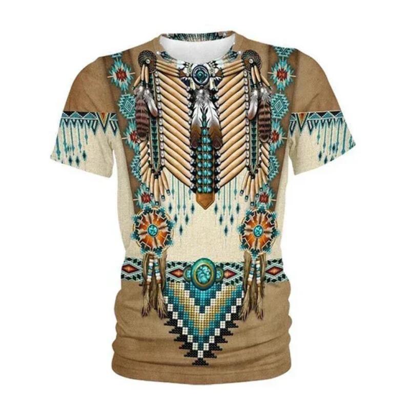 Ethnic Style 3D Printed T-shirts, Men's and Women's Streetwear, Daily Fashionable Oversized Short Sleeved T-shirt Tops