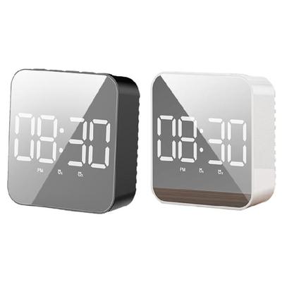 Relógio de Espelho Digital LED Controlado por Voz com Display de Temperatura 2 Alarmes Ajuste de Brilho Espaço para Casa e Escritório