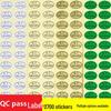 QC Passed Self-Adhesive Oval & Round Labels - Green, White, Gold