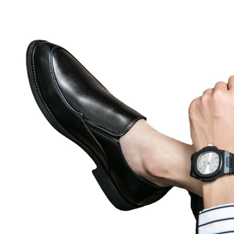 Men's Brown Leather Slip-on Pointed Toe Shoes - Business Formal, British Style, Large Sizes 45-46.