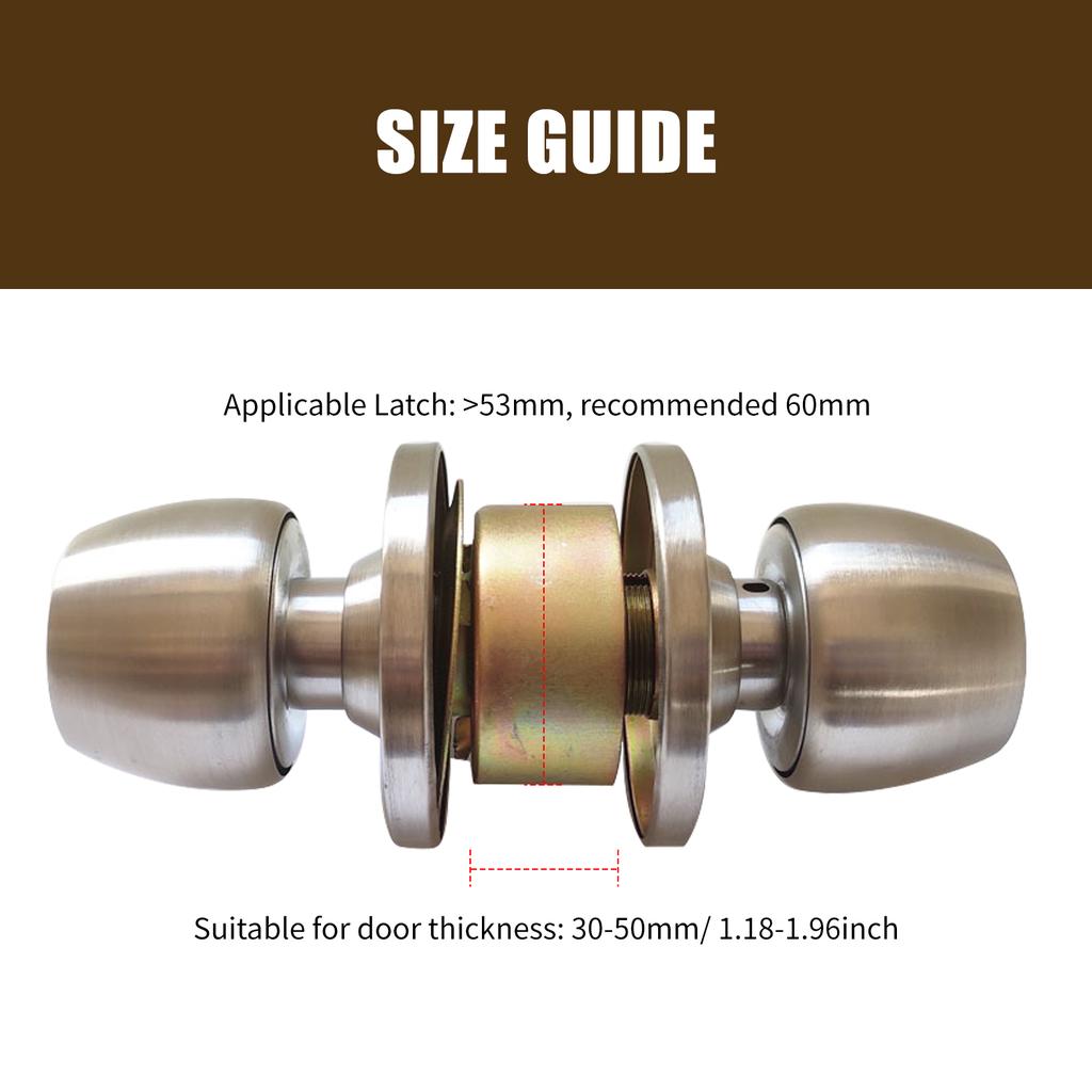 Cheap Door Knob Lockset with 3 Keys Round Ball Style Handle Privacy Bedroom Bathroom Handle