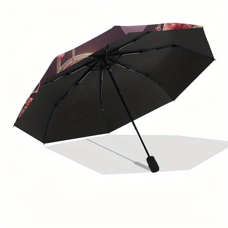Romantic Heart Swing Wall Art Decor Umbrella, Cute Umbrella with Cute Design, Portable 3-Fold Compact Umbrella for Men & Women, Valentine's Day Mother