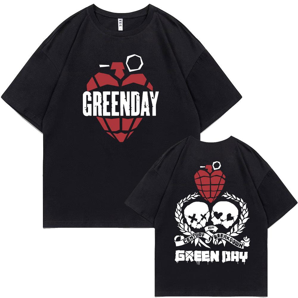 Rare Punk Band Green Day World Tour Graphic T Shirts Men Women Vintage Gothic Rock Oversized Tshirt Male Cotton Casual T-shirts
