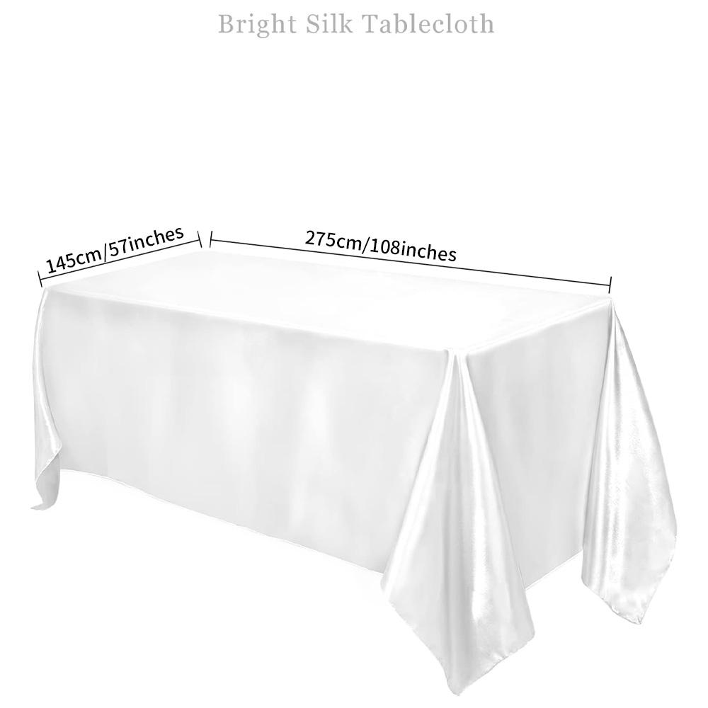 6 Stück Satin-Tischdecke Unifarbe Längsschnitt Rechteck 58 x 108 Zoll Glatte Überlage Tischdecke für Hochzeitsparty Restaurant Bankett