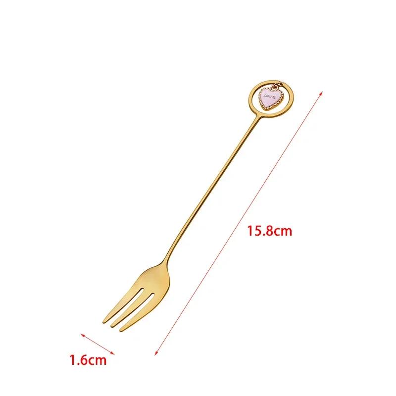 Cuillère à café en acier inoxydable 304 Cuillère à glace pastèque Cuillères à thé Cuillère à dessert Fourchette Avec joli pendentif Vaisselle créative