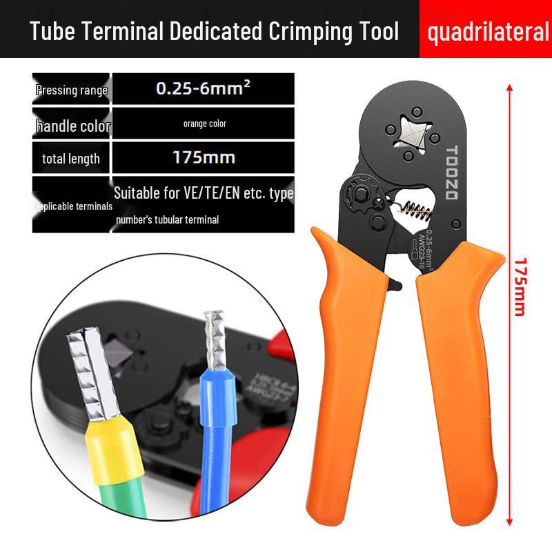Electrician's Tube and Pin Terminal Crimping Pliers with Cold-Pressed Wire Functionality