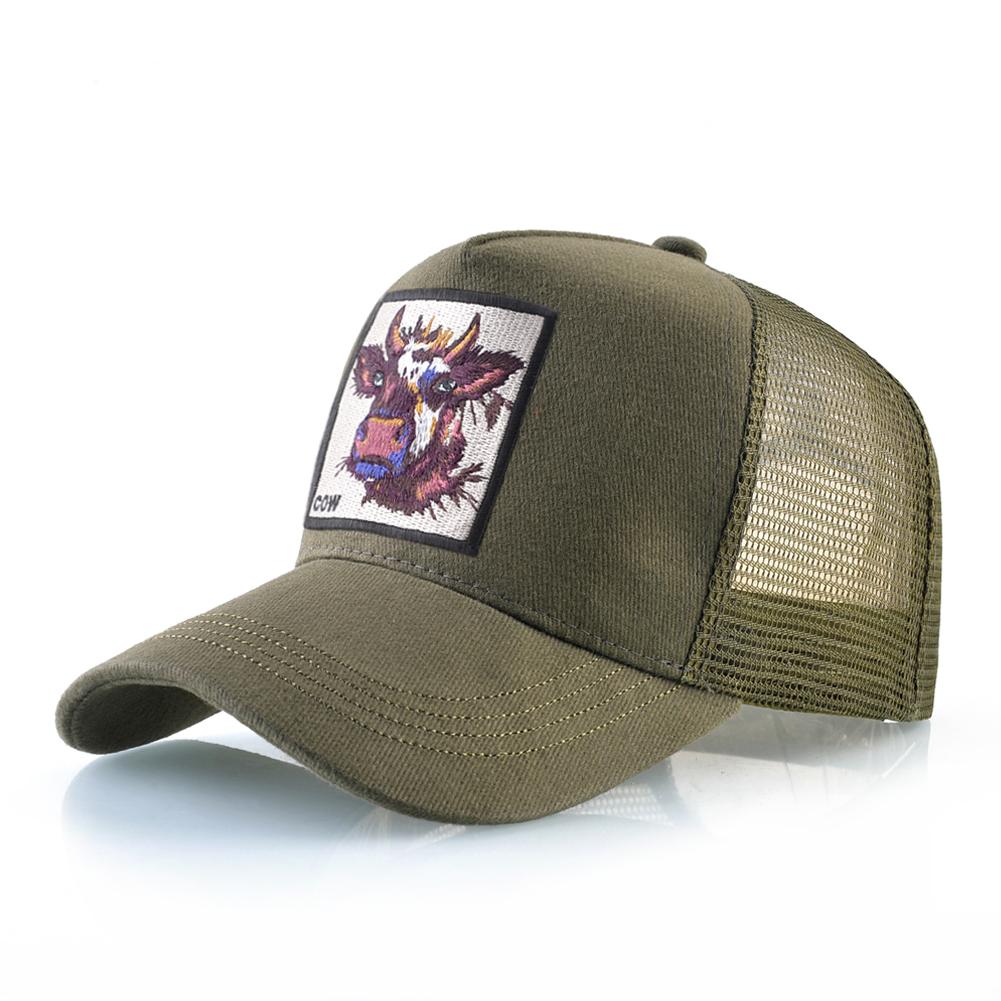 Atmungsaktive Mesh Baseball Cap Männer Neue Mode Trucker Caps Frauen Snapback Hip Hop Knochen Casquette Mit Kuh Patch Vier Saison hüte
